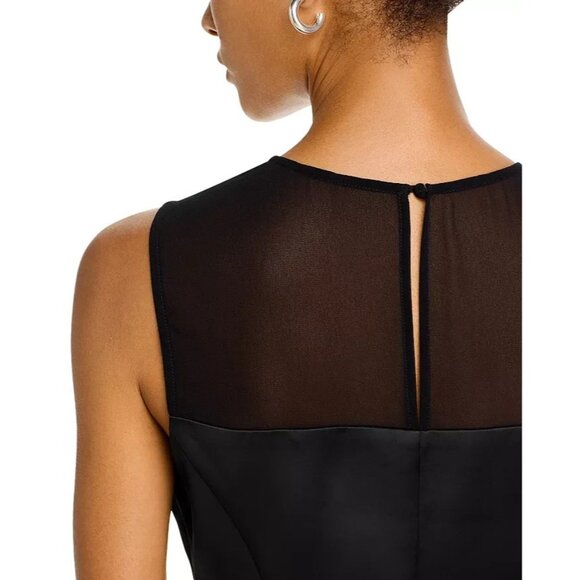 French Connection Illusion Neck Top Women's Size 8 Black Fitted Sleeveless Tank - Picture 3 of 13